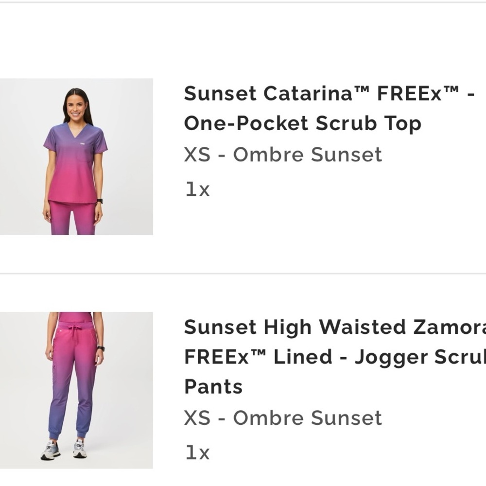 XS ombré figs scrubs